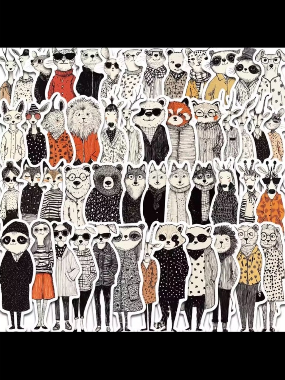 FASHION ANIMALS Stickers, pack of 50